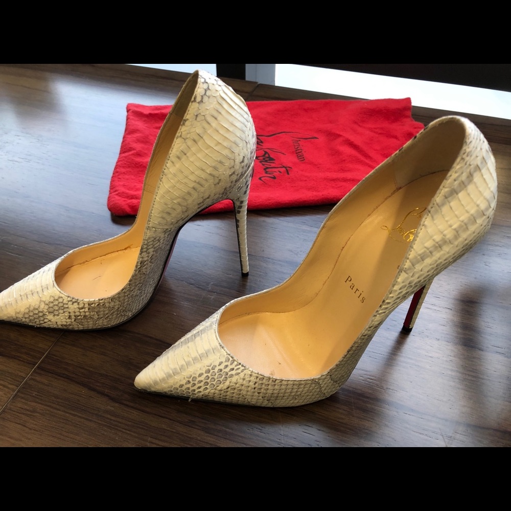 Christian Louboutin White python heels